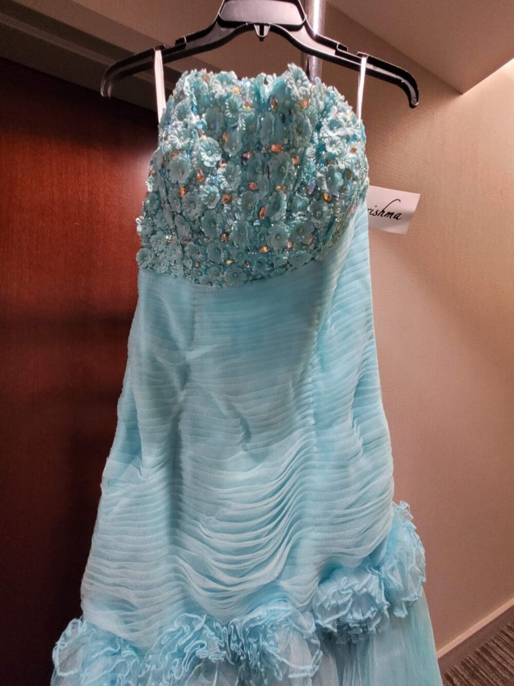 Karishma 3166 Size 4 Turquoise Prom Dress - Picture 2 of 4